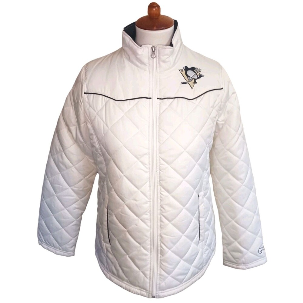 Pittsburgh Penguins NHL Hockey Womens Medium GIII White Puffer Jacket Carl Banks